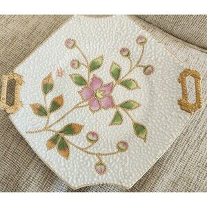 Vintage RS Pebble Texture Floral  Serving Tray  Prussia 11 Inches × 10 Inches